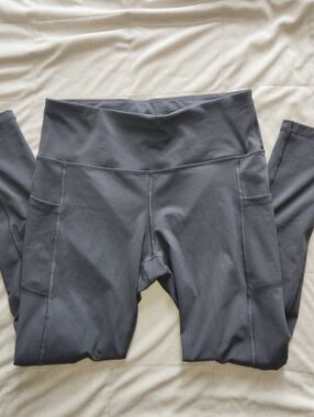 Womens Large High-Waist Pocket Leggings - Charcoal Gray